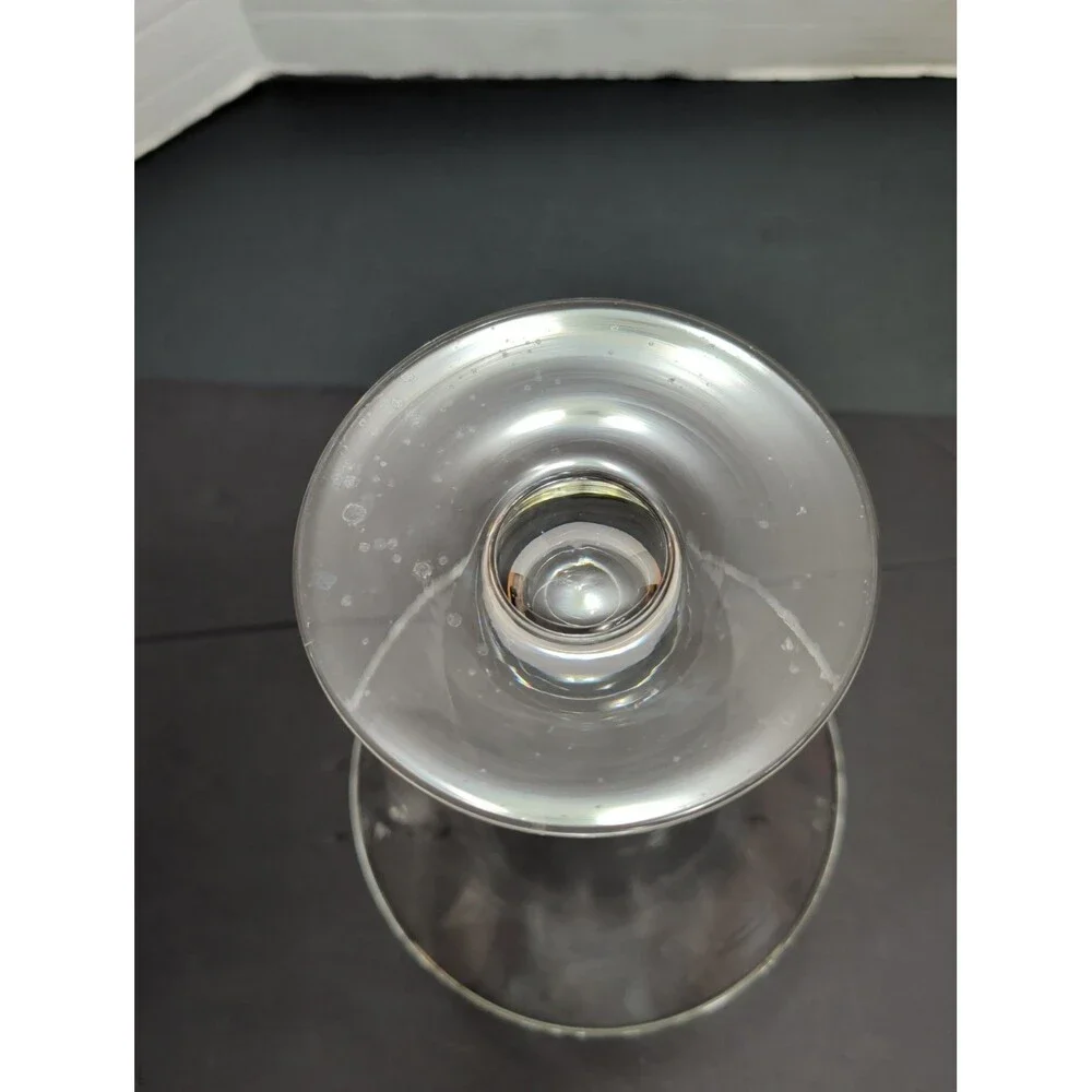 Vtg Etched Clear Glass Footed Trumpet Vase – 9